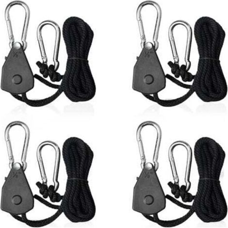 Adjustable Ratchet Rope with 1/8" Hooks, Shade Sail Tensioner, Ratchet Strap Rope for Lamps or Plants (1/4)