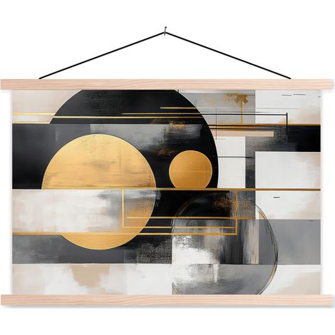 TEXTILE WALL ART Abstract - Gold - Silver - Shapes - Aesthetic - Modern 60x40 cm (1/3)