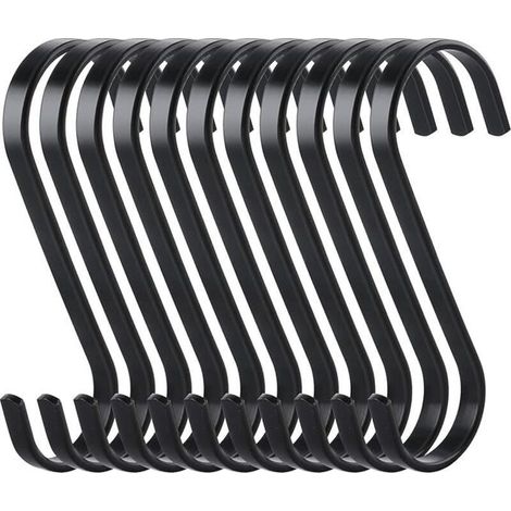 10pcs Crochets Plats en S de Suspension en Acier Inoxydable Crochet de Cuisine Robuste,Multifonctions Crochets pour de Cuisine ou à Viande Boucher Vêtements Plantes Outils de Jardinage,Noi (1/5)