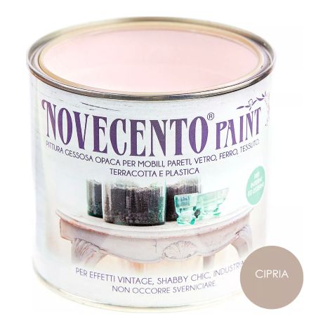Pittura Gessosa Opaca Shabby Chic per Mobili Pareti Vetro Gesso Novecento Paint - Formato: 500 ml - Colore: Cipria