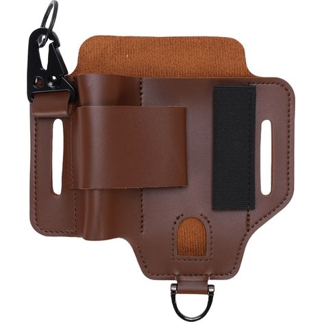 Étui multifonction en cuir PU pour outils, organisateur portable d'équipement pour camping et activités outdoor en marron (1/4)