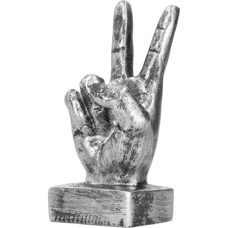 Sculpture en résine représentant un doigt faisant un geste, statue créative, ornement décoratif pour la maison, le bureau ou une bibliothèque, argent (1/5)