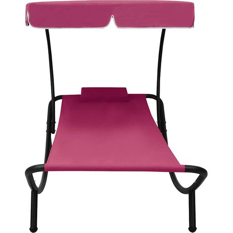 Maison Exclusive - Lettino Prendisole con Baldacchino e Cuscino Rosa (1/5)