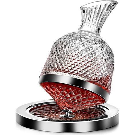 Carafe à Vin Rouge 50oz/1500ml, en Verre Cristal Sans Plomb, Carafes Rotatives 360° pour Whisky (1/5)
