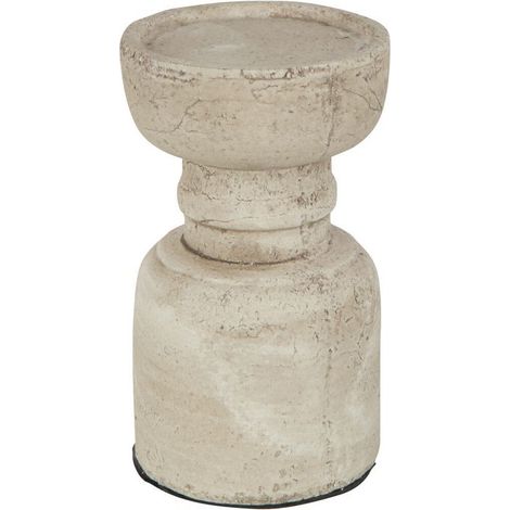 Bougeoir en terre cuite coloris beige effet vieilli H18cm (1/5)