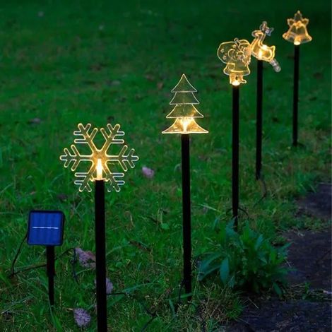 Lampes Solaire Extérieur,5pcs Lampes Jardin Modèle de décoration de Noël Solaires en Plein Air,Décorative étanche pour Jardin Noël (1/4)