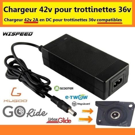 Chargeur 36v DC Etwow, Go ride , Kugoo , Urbanglide , wispeed , Evercross [chargeur 42v pour batterie 36v] (1/4)