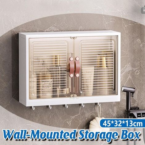Boîte de rangement murale transparente pour salle de bain, étagère pour produits de toilette (1/5)