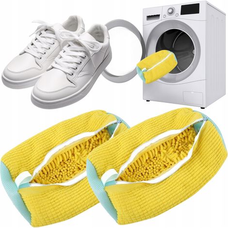2er-Set Schuhwaschbeutel für Waschmaschine, Mikrofaser, Reißverschluss, Schuhschutz