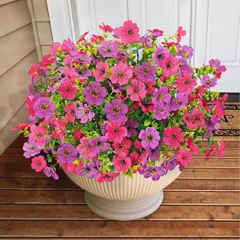 Fleurs Artificielles - Extérieures Résistantes Aux UV - Pour Balcon Jardin Intérieur - 35 Cm - 8 Pièces (1/5)