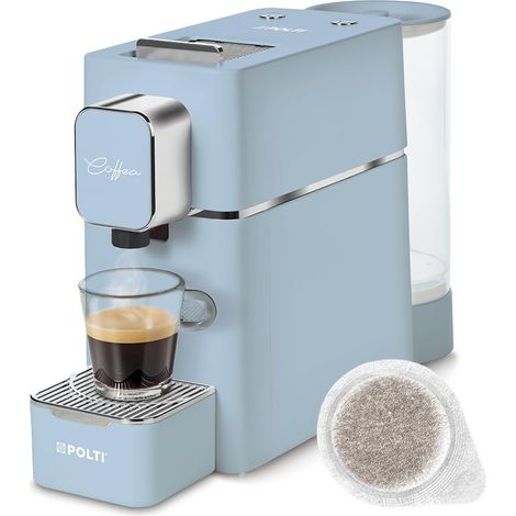 Polti Coffea S15LB, Macchina per Caffè Espresso, Compatibile con Cialde E.S.E. 44 mm, Serbatoio 0,85L, Pressione Pompa 19 bar, Colore Azzurro (1/5)