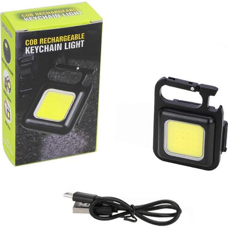 Mini lampe de travail LED rechargeable avec 3 modes d'éclairage, porte-clés et ouvre-bouteille intégré pour le camping. (1/5)