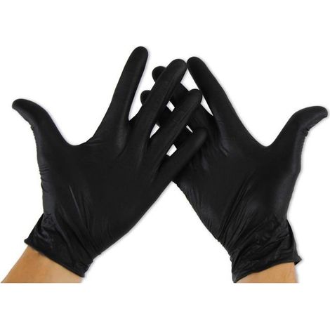 Ecleanfy - Gants Nitrile, Jetables Non Poudrés, Sans Latex, en Nitrile Noir (100, S) (1/5)
