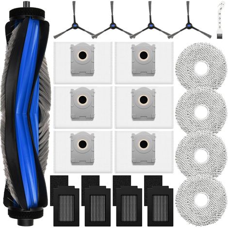 20 Stück Zubehör für Ecovacs Deebot T50 Max Pro Omni Saugroboter, 1 Hauptbürste, 4 Wischpads, 6 Staubbeutel, 4 HEPA-Filter, 4 Seitenbürsten, 1 Reinigungsbürste (1/5)