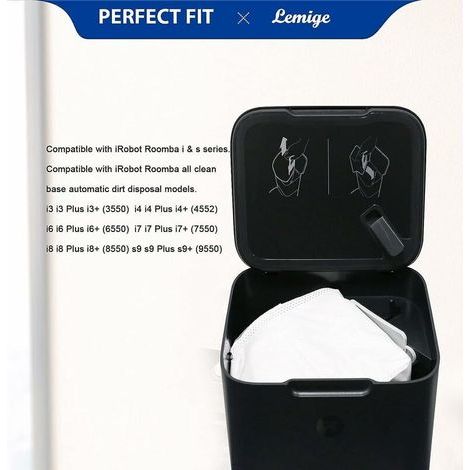 10 Packs De Sacs Sous Vide Pour Irobot Roomba I7 I7+/Plus (7550) I3+ (3550) I4+(4552) I6+ (6550) I8+ (8550) S9+ (9550) I & S Series Clean Base Sacs D'Élimination Automatique De La Saleté (1/4)