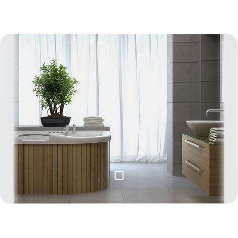 Miroir lumineux Led antibuée CLAUDIA verre trempé (1/5)