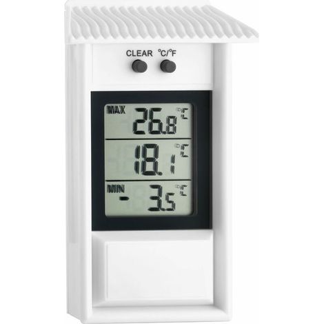 Thermomètre numérique Maxima-Minima, résistant aux intempéries, convient à une utilisation intérieure et extérieure, blanc (1/5)