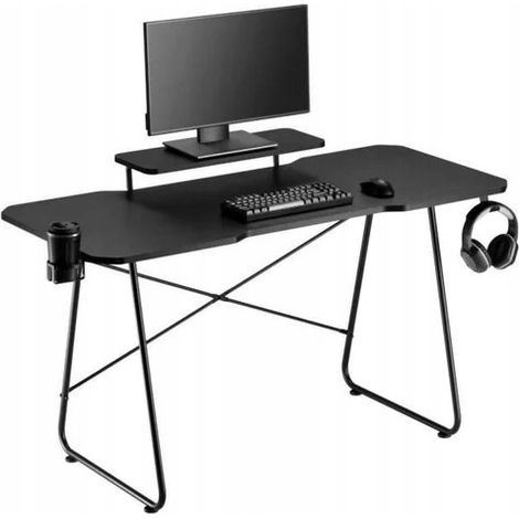 OPLITE ATIKA T10 XL MATTSCHWARZ großer Gaming-Schreibtisch - 136 x 60 x 75 cm