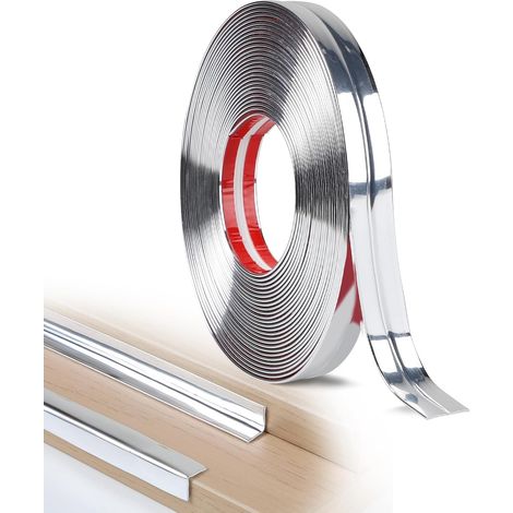Moulure Flexible Decorative Murale Adhesive 2cm × 10m Moulure Angle Mur Souple pour Porte Fenêtre Plinthes Plafonds Armoires Protection Bords de Table, Miroir Argent Brillant (1/5)