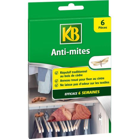 KB KBMCEDRE - Repellente Tradizionale Anti-tarme in Legno di Cedro Senza insetticidi, Pronto all'Uso x6, per Abbigliamento e Tessuti, Anelli forati per Il Fissaggio al Gancio, inodore, Efficace 6