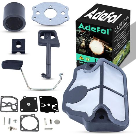 Adefol Air Filter with Carburettor Reconstruction Kit with Intake Manifold Throttle Shaft for Husqvarna 36 41 136 137 141 142 Series (1/5)