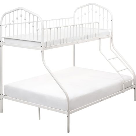 Letto a castello per bambini Camera dei bambini letto alto bianco struttura in ferro 90/140 x 200 cm Chamonix (1/5)