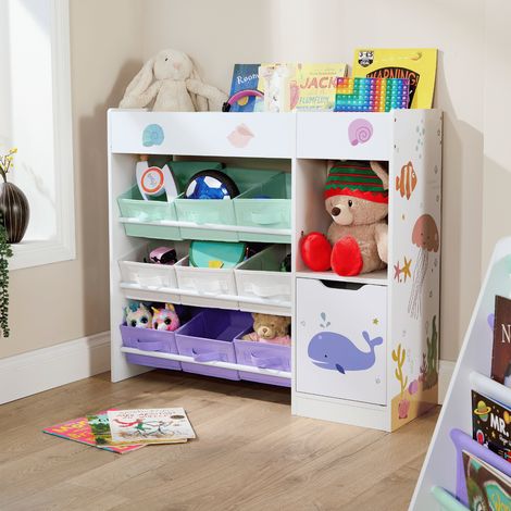 Anya Large Kids Bookshelf With Baskets and Drawer Storage Toy Shelves Organiser (1/5)