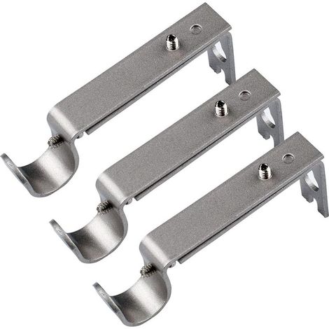 Lotto di 3 staffe asta di tenda in nichel satinato per asta di 1,9 cm, regolabile (argento) (1/5)