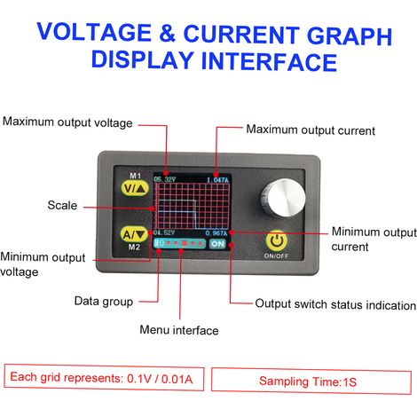 Decdeal Digital Steuermodul 5A 80W Konstante Spannungsstrom programmierbare Stromversorgung Einstellbarer Reglerdatenspeicher DC (1/5)