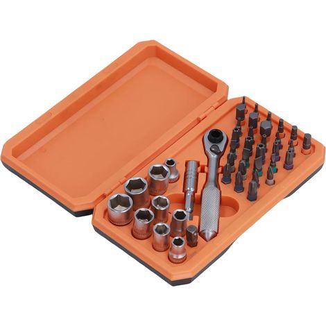 Jeu de Clés à Douille Cliquet 42 en 1, Ensemble D'outils Mécaniques Professionnels pour la Réparation Automobile, Garage, Boîte Orange Acier S2 - (1/5)