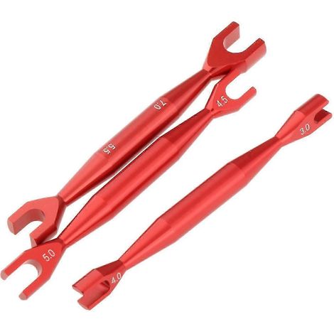 3-teiliger Schraubenschlüssel, Aluminiumlegierung, für M3, M4, M4,5, M5, M5,5 und M7, RC-Car-Wartungswerkzeug, Sechskant-Radmutternschlüssel für LKW-red (1/5)