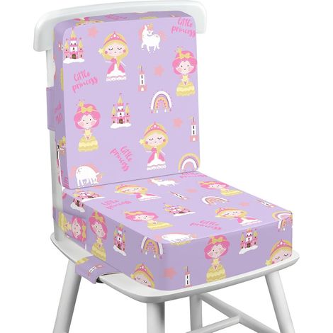 Rehausseur Chaise Enfant, Antidérapant Réhausseurs De Coussin Portable pour enfant avec Dossier et 3 Sangles de Sécurité Réglables, Lavable 36 x 32 x 10 cm - Violet (1/5)