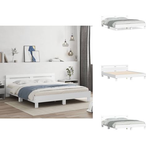 Cadre de lit sans matelas blanc 160x200 cm - Cadre De Lit - Lit Double - Lit Blanc - Meuble Chambre - Literie (1/5)