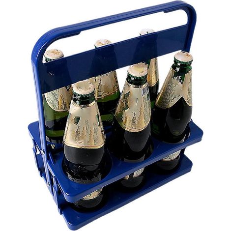 Porte-bouteilles pliable à 6 trous, récipient porte-boissons bleu pour bar (1/5)