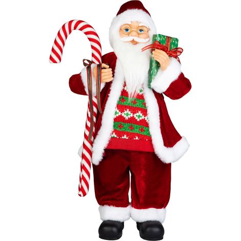 Dekoration MagicHome Weihnachten, Weihnachtsmann, mit Geschenk, rot, 60 cm (1/4)