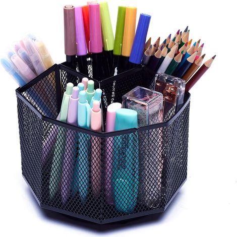 Organisateur de bureau rotatif 360°, base antidérapante, pour papeterie, maquillage, loisirs créatifs, 1 pièce