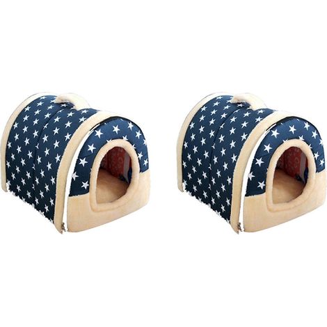 2x Weiches, warmes Sternenmuster 2-in-1 Haustiernest, rutschfestes Hunde- und Katzenbett, faltbar, weicher, gemütlicher Winterschlafsack, Matte, Kissen (1/5)