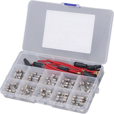 Lot de 100 fusibles en verre 5x20mm, 0.2A-20A 250V, 10 valeurs variées, kit de protection de circuit, assortiment pour électronique (1/5)