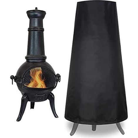 Housse de protection pour cheminée d'extérieur en tissu Oxford 210D robuste ,Grande housse de protection imperméable et coupe-vent pour cheminée d'extérieur (122 x 21 x 61 cm) (1/5)