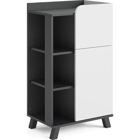 Mobile midi Karen, Antracite/bianco, 50 x 90 cm con anta e cassetto, Vicco