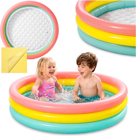 Aufblasbares Kinderbecken, 114 x 25 cm, Regenbogen, 3 Ringe