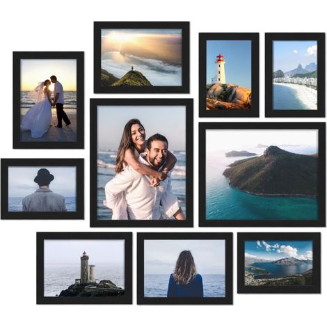 Lot 10 cadres photo muraux tailles assorties (1/5)