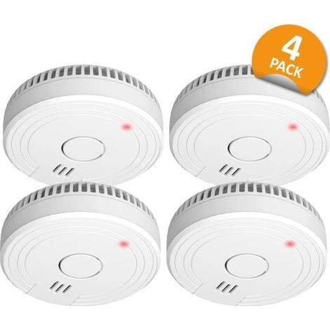 Pack de 4 détecteurs de fumée optiques 85 dB – Alimentation 9V – Installation au plafond – Conforme EN14604 – Elro