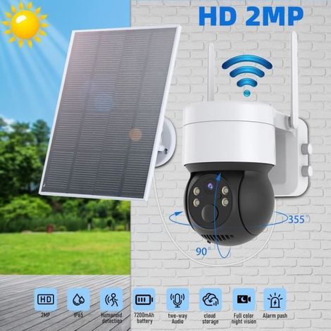 Caméra Surveillance sans Fil Extérieure, Caméra Solaire WiFi Autonome avec Panneau Solaire,avec 3 Battries,Détection de Mouvement-Ywey (1/5)