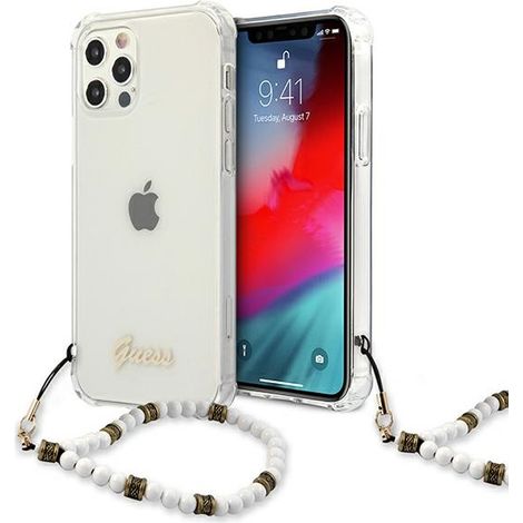 Funda rígida transparente Guess GUHCP12LKPSWH para iPhone 12 Pro Max de 6,7 pulgadas, color blanco perla. (1/5)