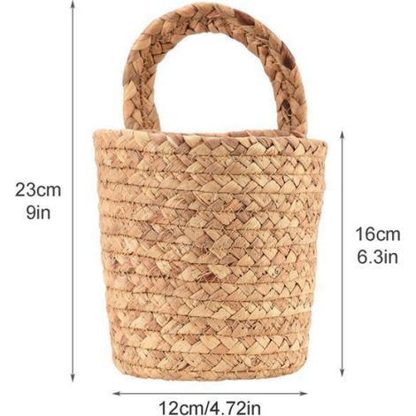 Jardinière - Panier À Plantes - Tissé Main En Herbe Naturelle - Pour Intérieur Et Extérieur - 16x12 Cm - Unité (1/5)