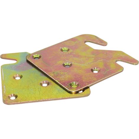 Support De Lit - Plaque De Fixation Pour Rail En Bois - Acier Au Carbone - 8,8 X 8,2 Cm - 5 Trous - 2 Pièces (1/5)