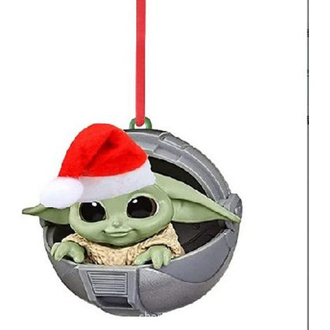 Adorno Navideño Baby Yoda - Colgante Para Árbol De Navidad Y Coche - Figura Del Niño En Cuna Flotante (1/5)
