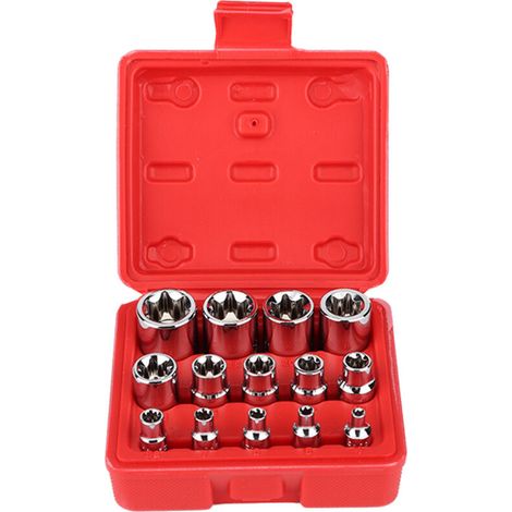 14-teiliges E-Typ-Stern-Bit-Stecknuss-Set E4 – E24/4 Zoll, 3/8 Zoll/2 Zoll TOOT REPAIR TOLL BIG BIT-Stecknuss-Stecknuss, Torx zeigt 1/2 an. (1/5)