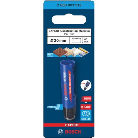 Bosch EXPERT Lochsäge Construction Material Power Change Plus, 20 x 60 mm